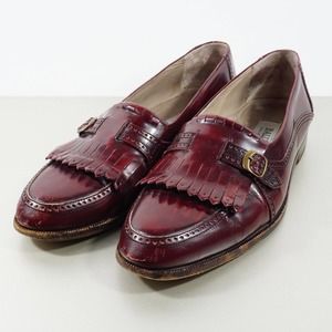 Vintage Bally Mens Kiltie Maroon Burgundy Loafers Dress Shoes Size 10 D